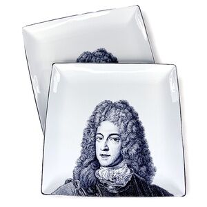 Mitchell Black Baroque Etched Square Porcelain Chargers - 2